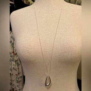 Silver Teardrop Crystal Pendant Necklace by Nine West NWOT